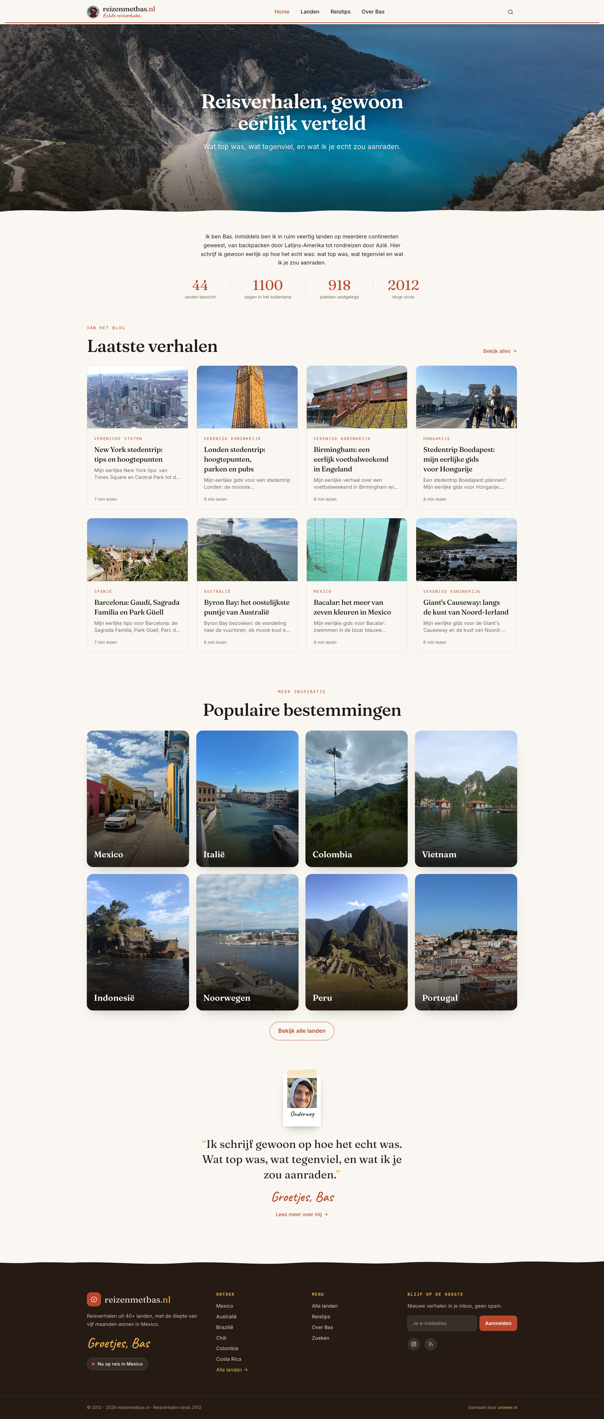 Website van Reizen met Bas