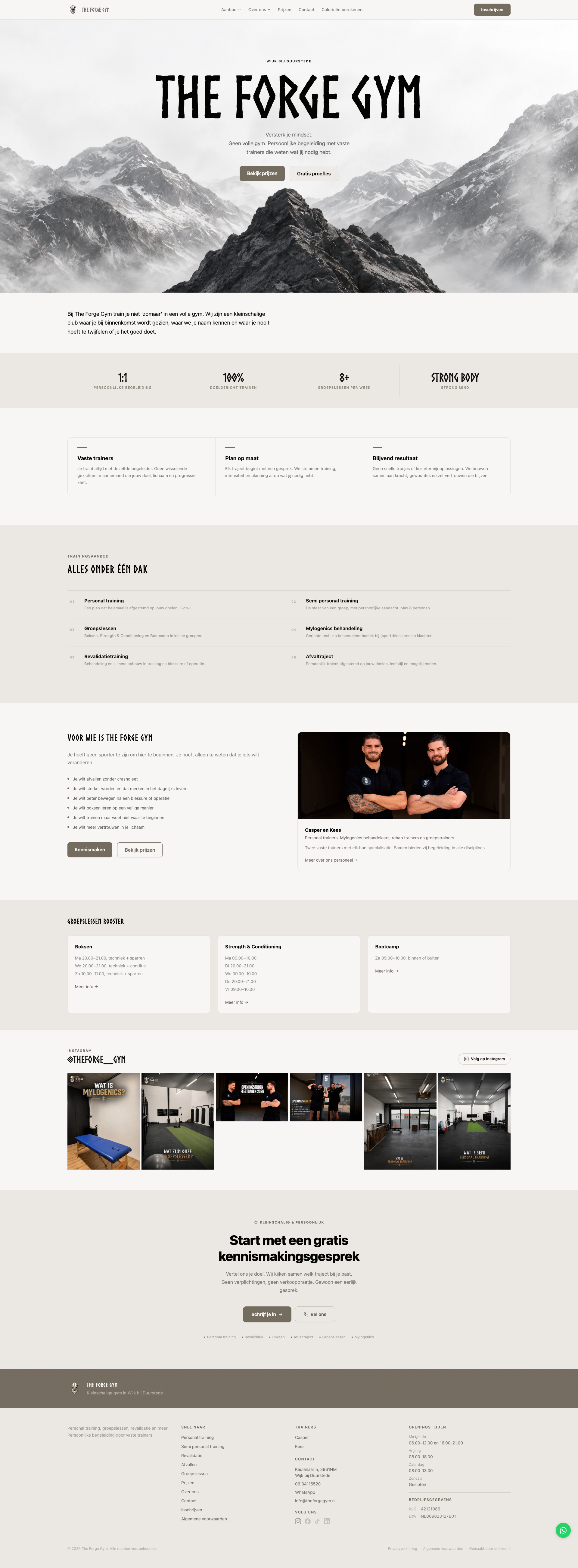 Website van The Forge Gym
